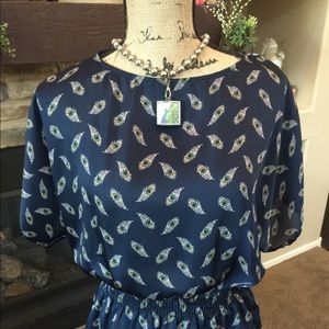 Xhilaration Peacock Feather Print Top